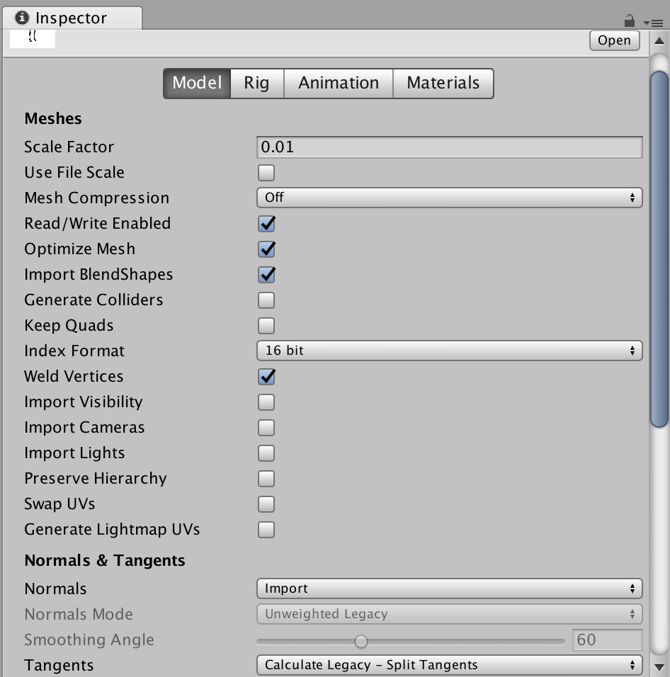 Unity Kyle Import Settings Model 2