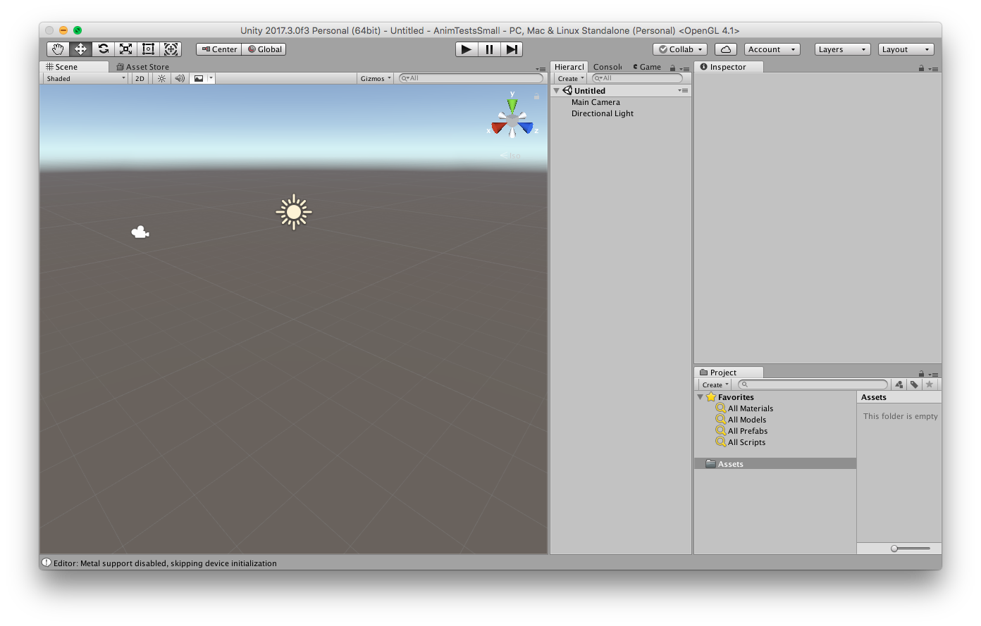 Unity Blank Project Screen